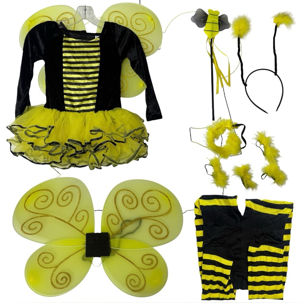 Ikali Girls 4-6 Bodysuit Tutu Wings Wand Hose‎ Accessories Halloween Costume
